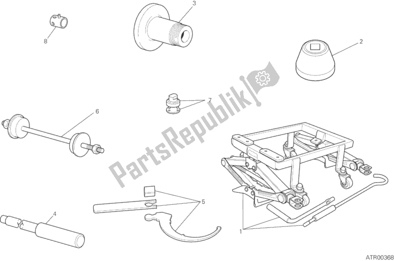 All parts for the Workshop Service Tools (frame) of the Ducati Supersport USA 937 2018